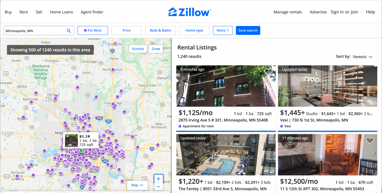 Map Monday New Rental Listings on Zillow Streets.mn